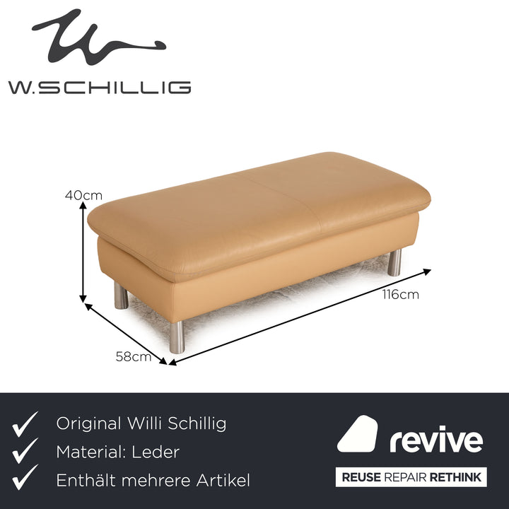 Willi Schillig Loop ensemble de canapés en cuir beige, fonction tabouret de canapé d'angle
