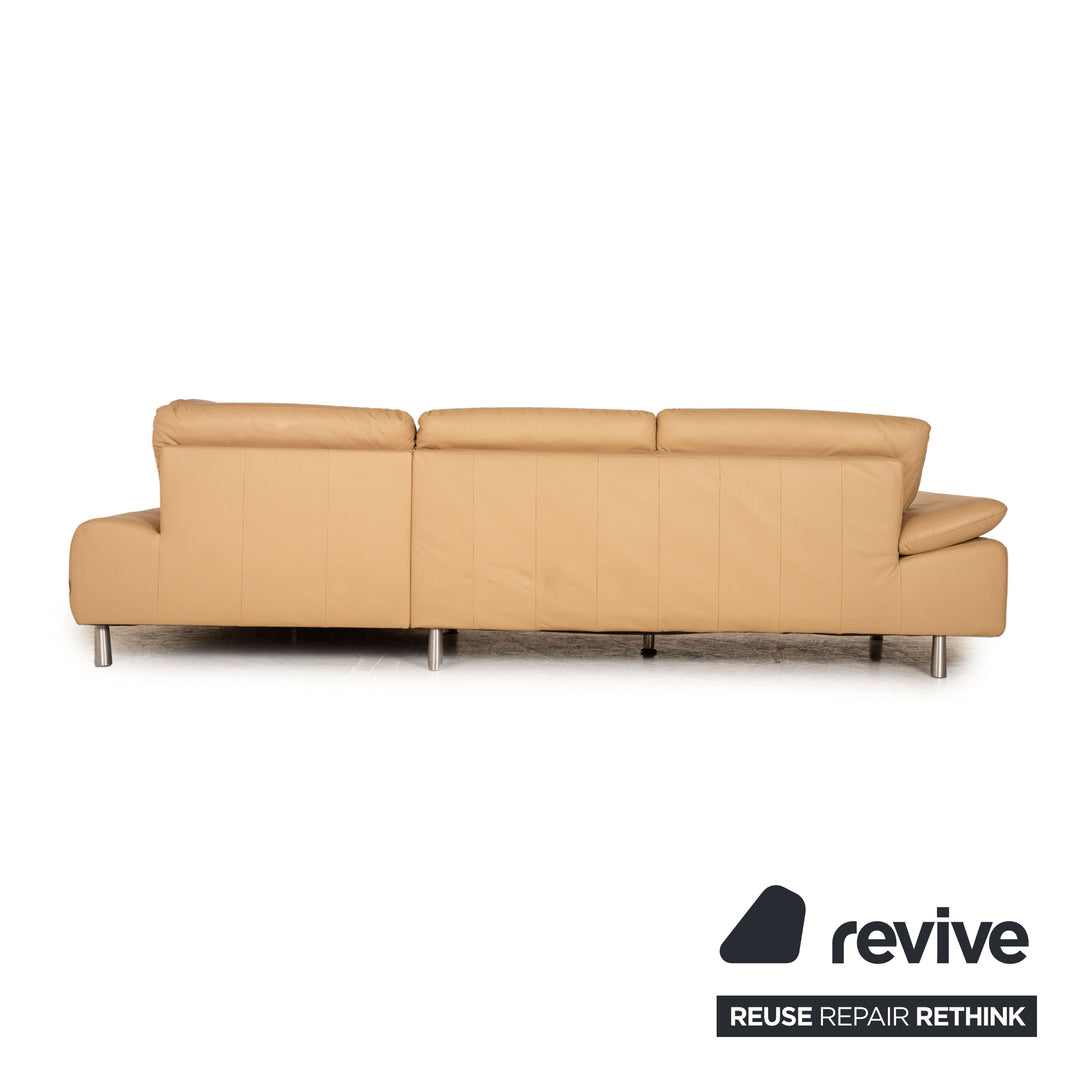 Willi Schillig Loop ensemble de canapés en cuir beige, fonction tabouret de canapé d'angle