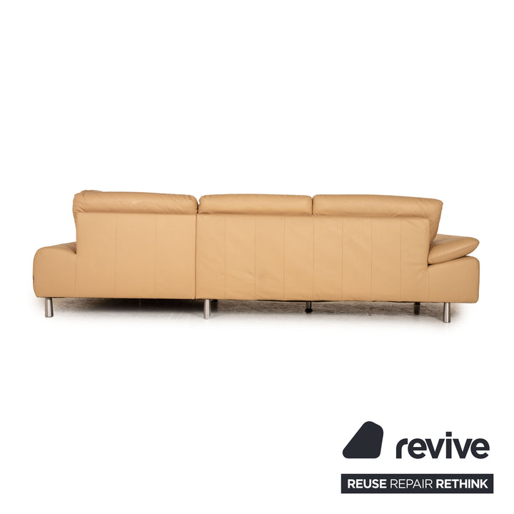 Willi Schillig Loop ensemble de canapés en cuir beige, fonction tabouret de canapé d'angle