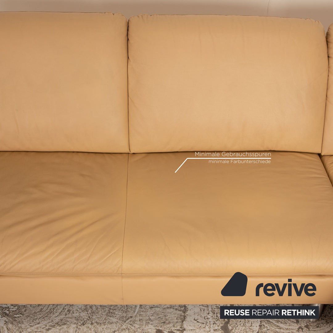 Willi Schillig Loop ensemble de canapés en cuir beige, fonction tabouret de canapé d'angle
