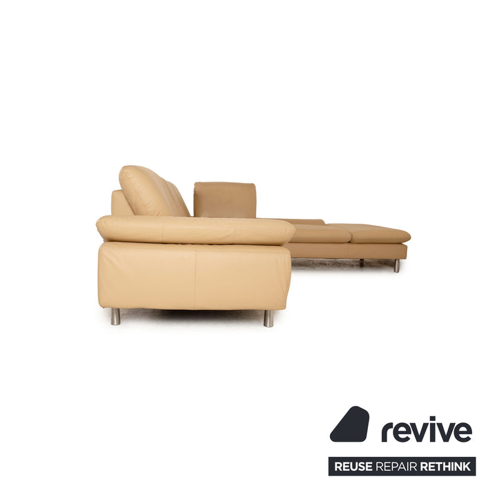 Willi Schillig Loop ensemble de canapés en cuir beige, fonction tabouret de canapé d'angle
