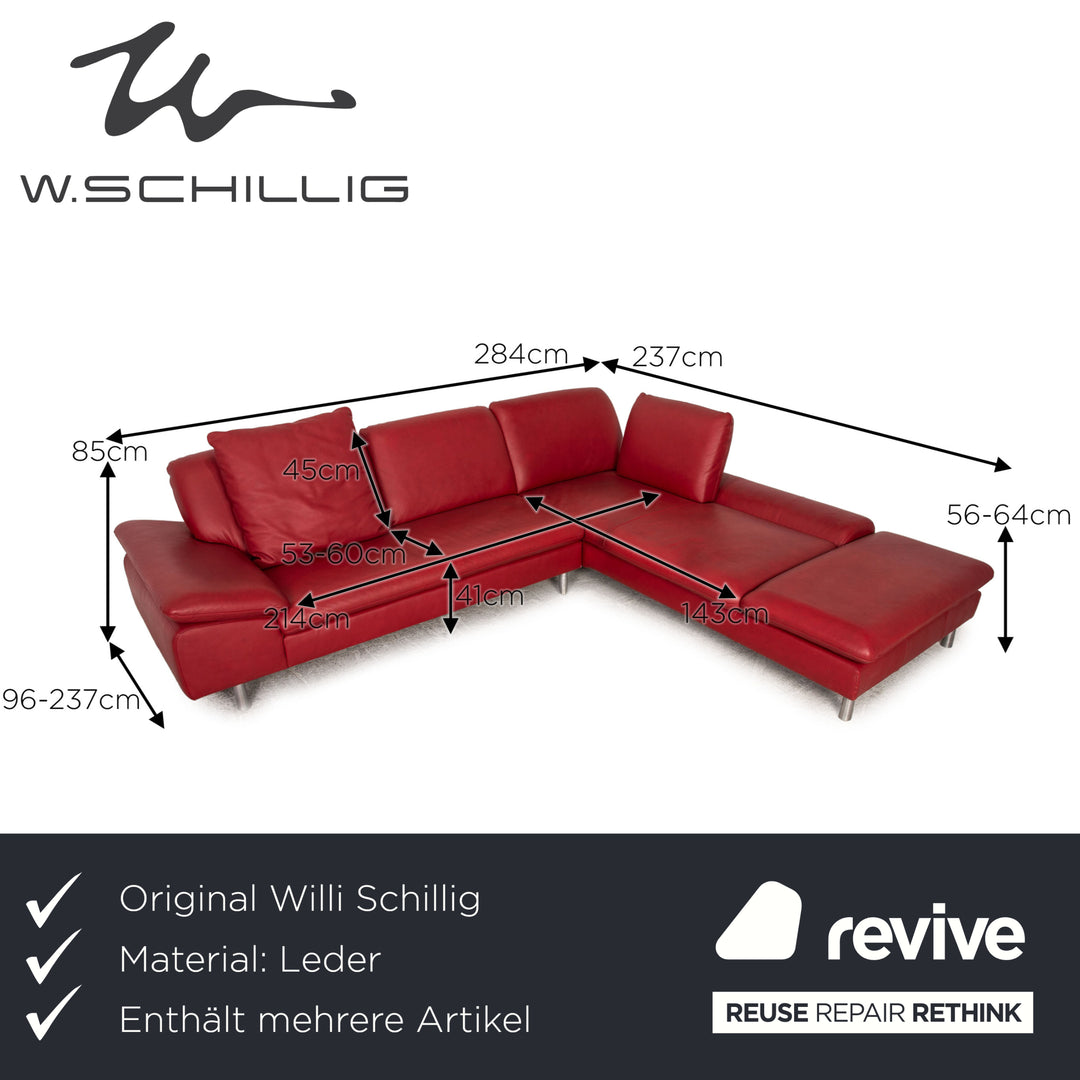 Willi Schillig Loop ensemble de canapé en cuir rouge canapé d'angle tabouret canapé