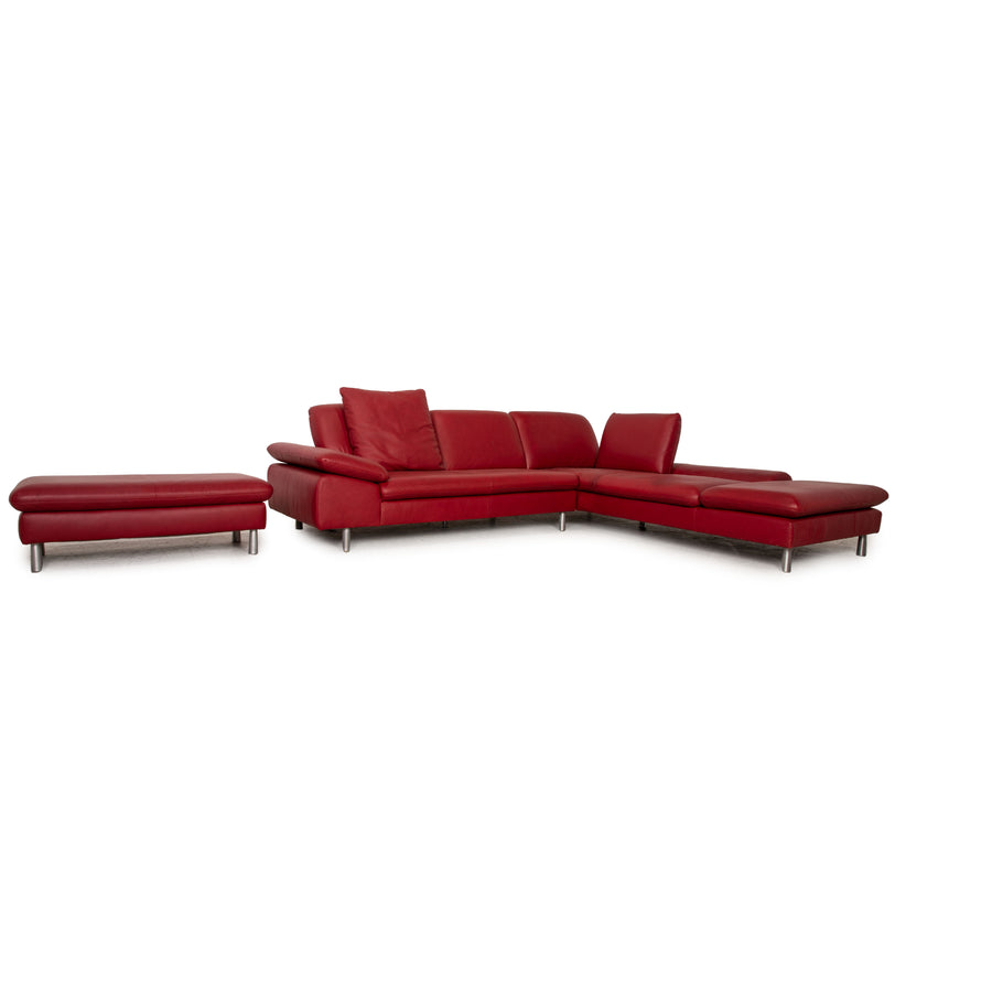 Willi Schillig Loop ensemble de canapé en cuir rouge canapé d'angle tabouret canapé