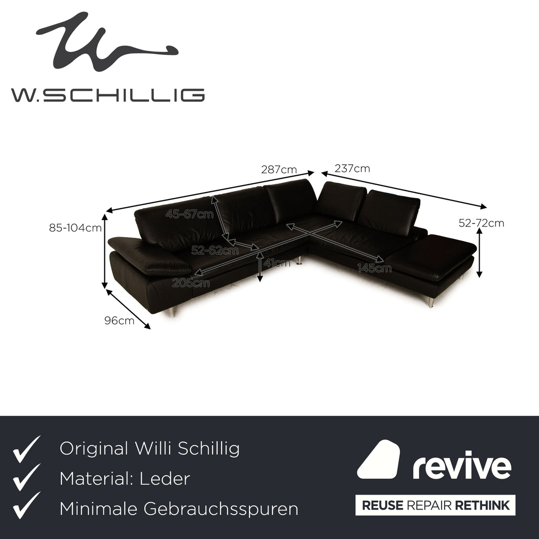 Willi Schillig Loop black leather corner sofa sofa couch function recamier on the right