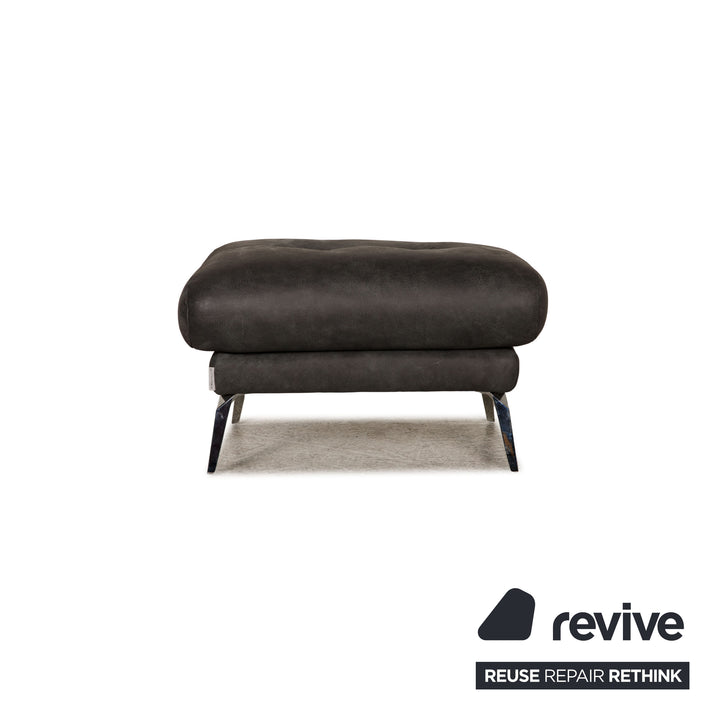 Willi Schillig Tabouret en Cuir Souple Anthracite