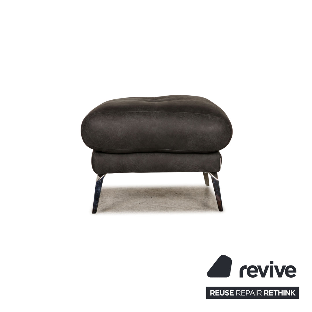 Willi Schillig Tabouret en Cuir Souple Anthracite