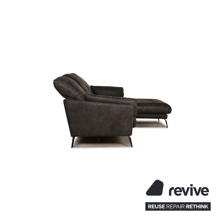 Willi Schillig soft leather sofa set anthracite corner sofa stool couch function