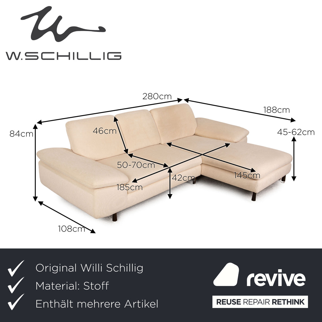Ensemble de canapés en tissu Willi Schillig, tabouret de canapé d'angle crème