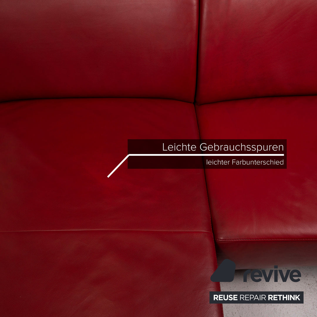 Willi Schillig Taboo Leder Ecksofa Rot Sofa #14958