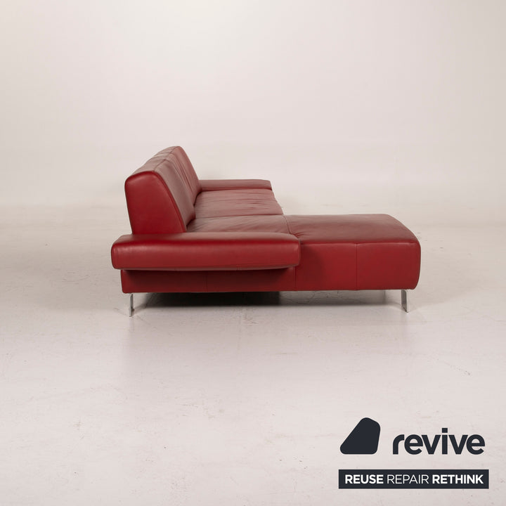 Willi Schillig Taboo Leder Ecksofa Rot Sofa #14958