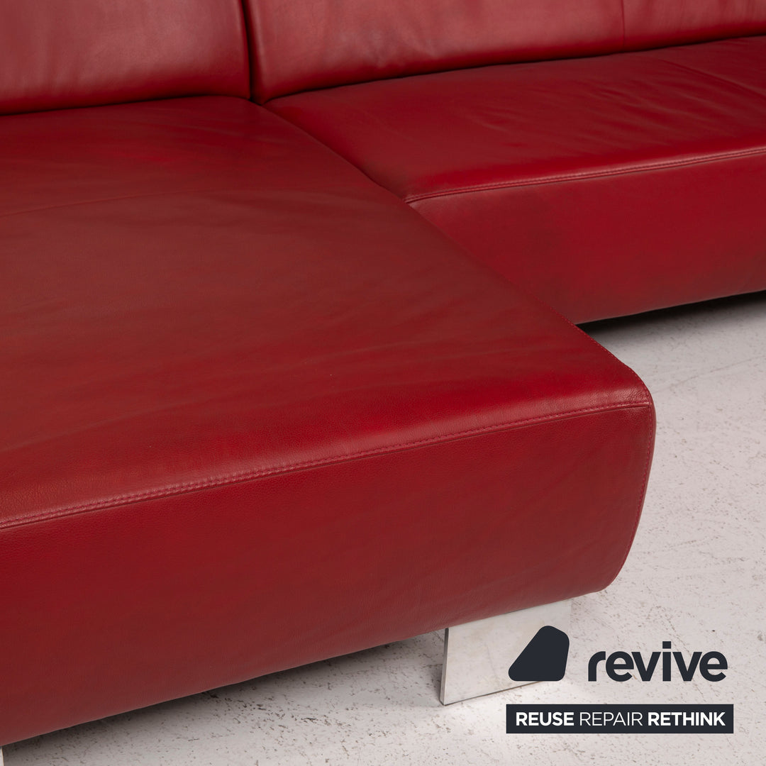 Willi Schillig Taboo Leder Ecksofa Rot Sofa #14958