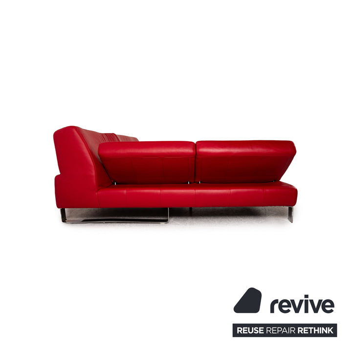 Willi Schillig Taboo leather corner sofa red sofa couch function