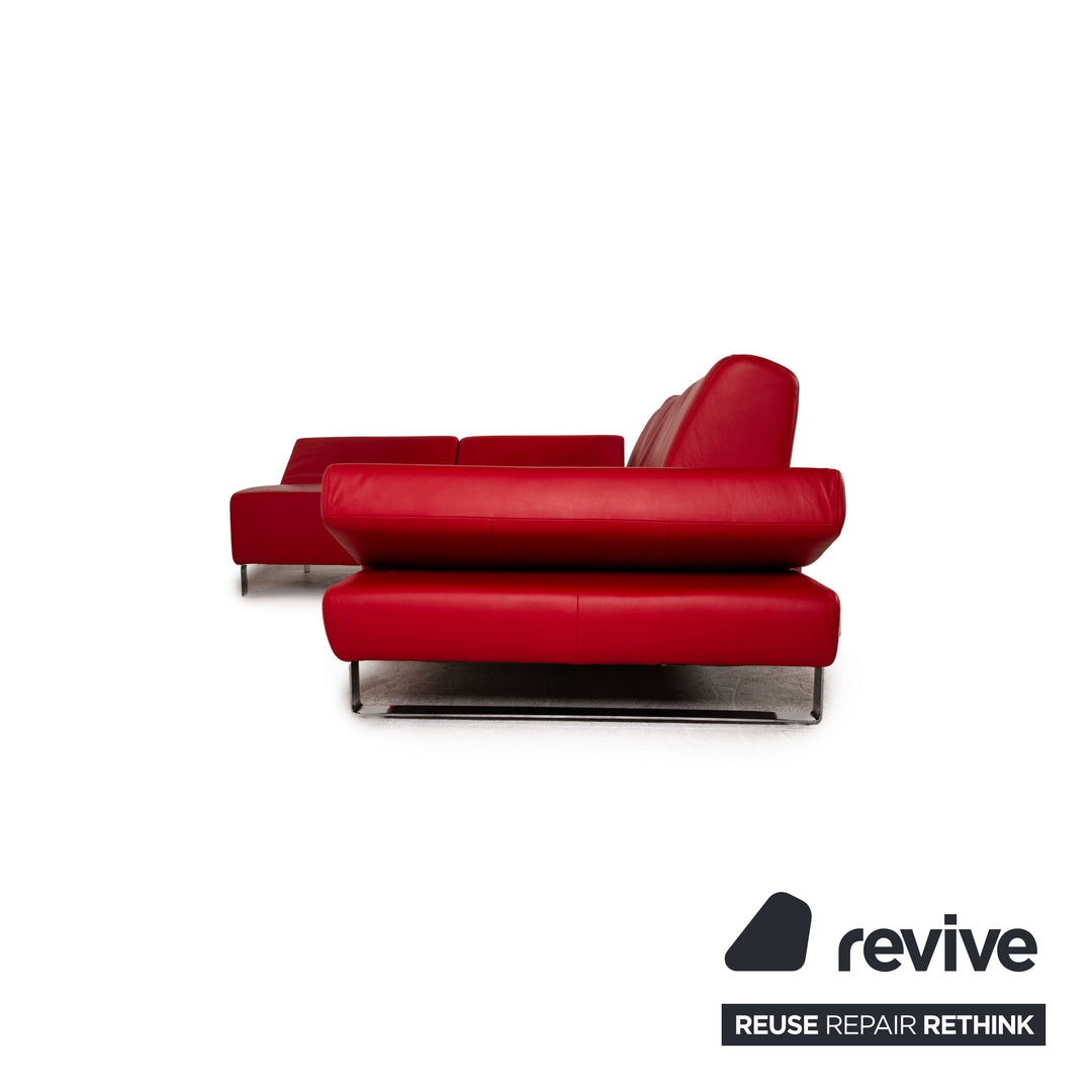 Willi Schillig Taboo leather corner sofa red sofa couch function
