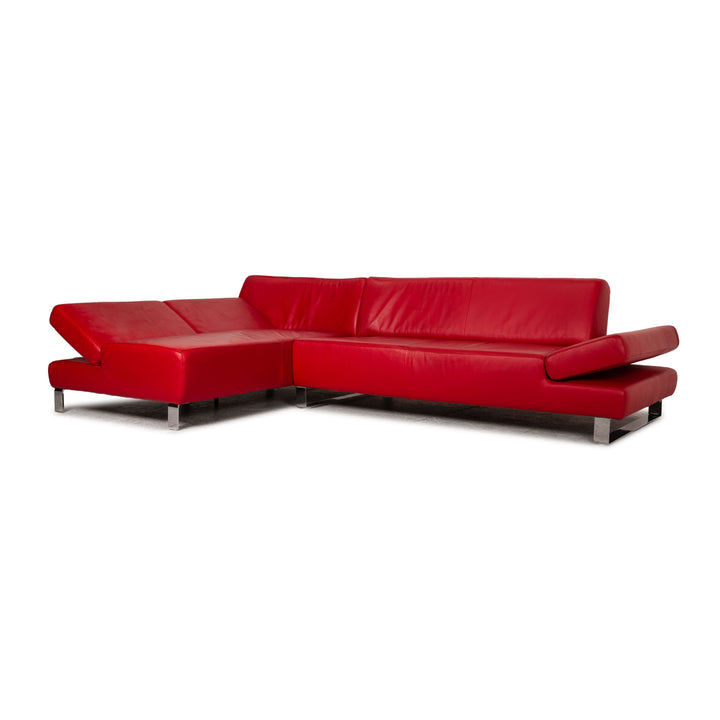 Willi Schillig Taboo leather corner sofa red sofa couch function