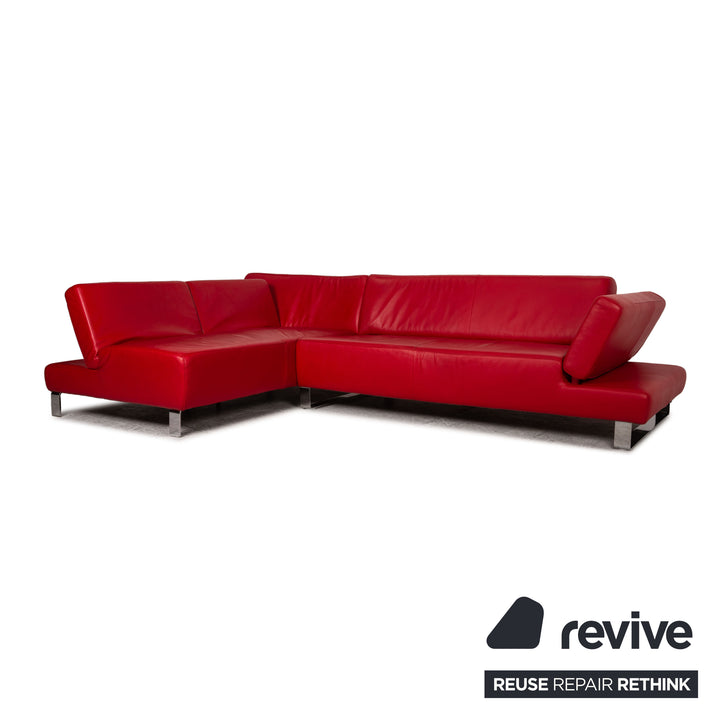 Willi Schillig Taboo leather corner sofa red sofa couch function