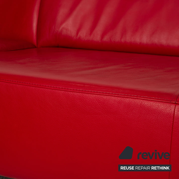 Willi Schillig Taboo leather corner sofa red sofa couch function