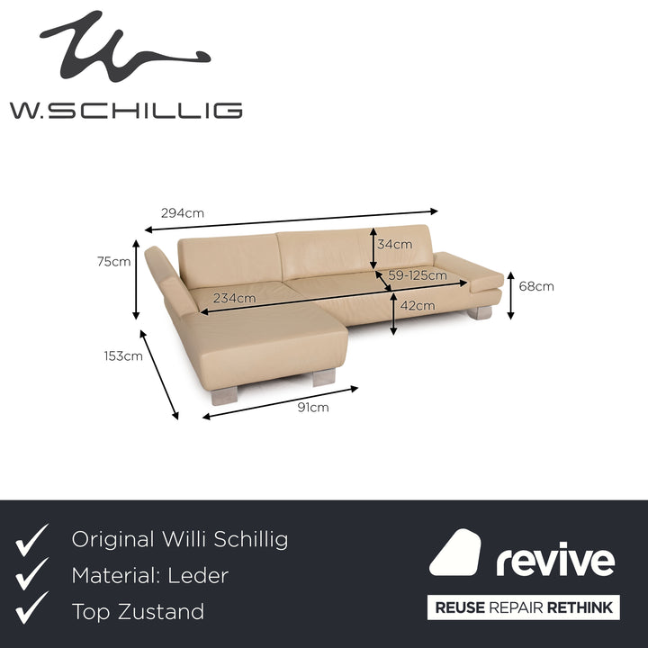 Willi Schillig Taboo leather sofa cream corner sofa couch