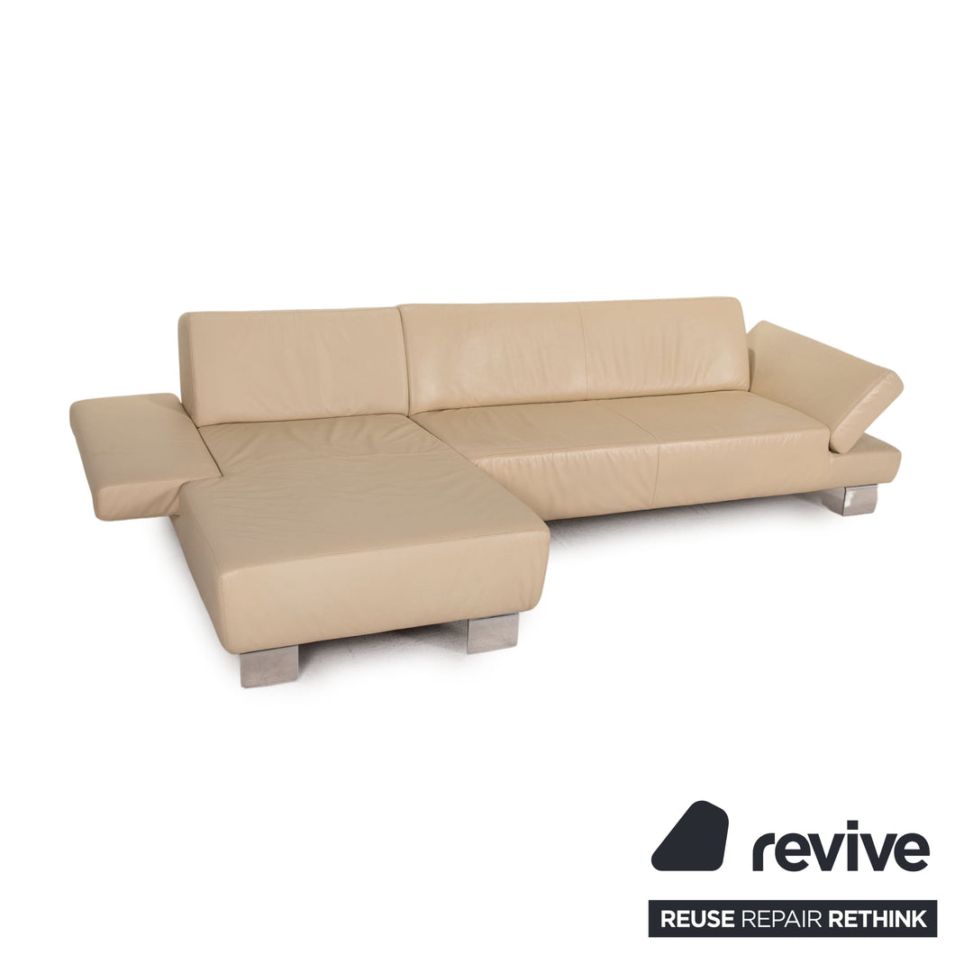 Willi Schillig Taboo leather sofa cream corner sofa couch