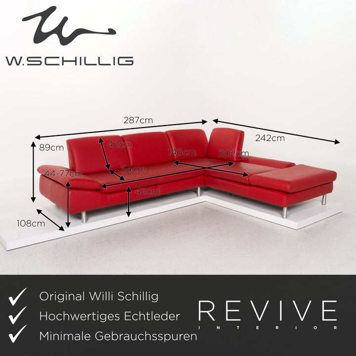 Willi Schillig Loop Canapé d'angle en cuir Rouge Fonction Canapé #13295