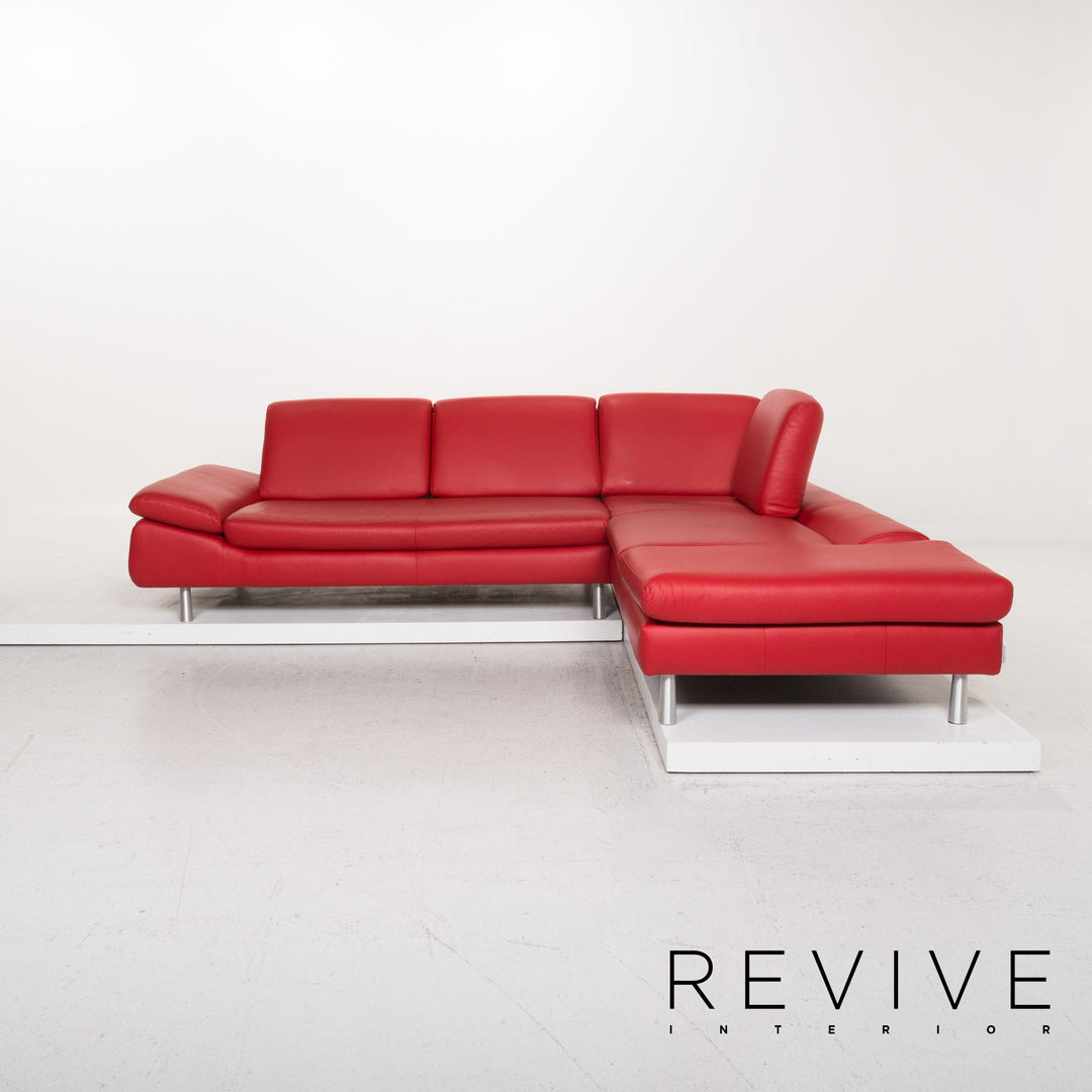 Willi Schillig Loop Canapé d'angle en cuir Rouge Fonction Canapé #13295