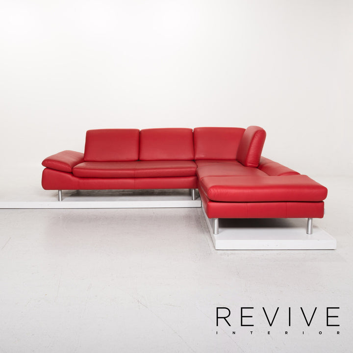 Willi Schillig Loop Canapé d'angle en cuir Rouge Fonction Canapé #13295