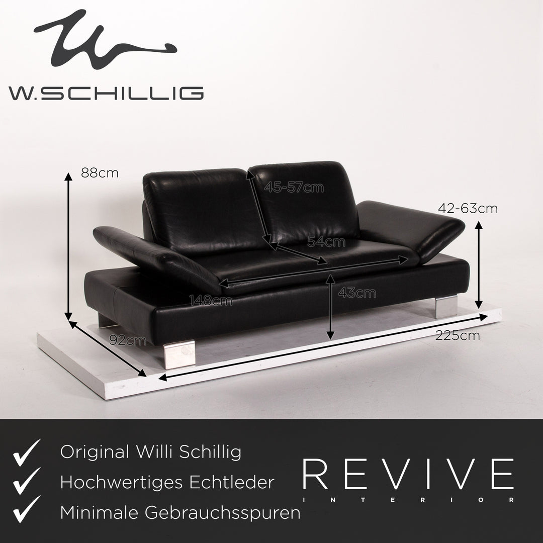 Willi Schillig Treasure PF ensemble de canapés en cuir noir 1x trois places 1x fonction deux places #13920