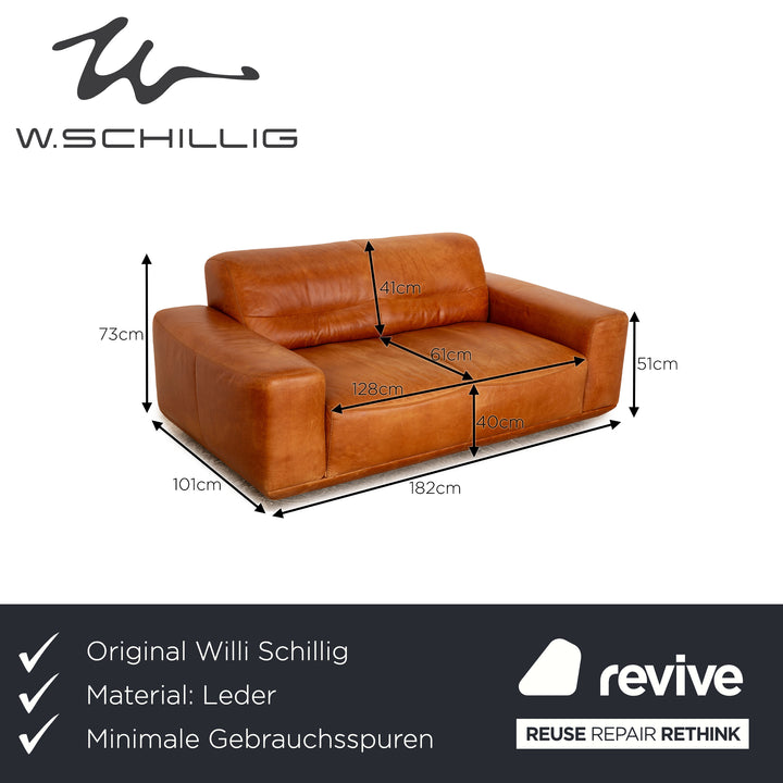 Willi Schillig William Leder Zweisitzer Braun Sofa Couch