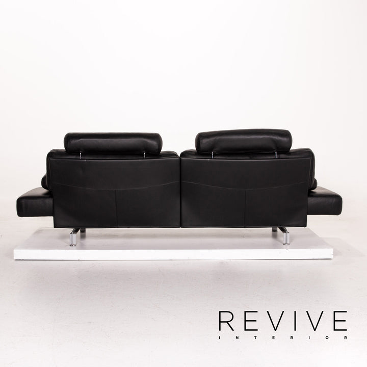 WK Wohnen Gaetano 687 leather sofa black two-seater function recax function couch #15027