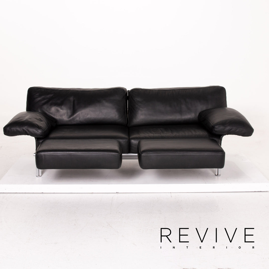 WK Wohnen Gaetano 687 leather sofa black two-seater function recax function couch #15027