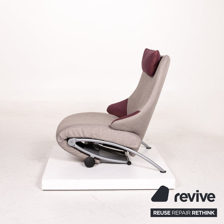 WK Wohnen Solo 699 chaise longue en tissu gris violet chaise longue de relaxation fauteuil fonction #14573