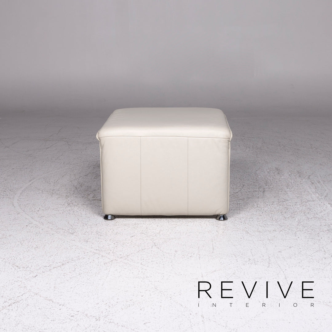 Ensemble de canapés design Laauser Flair en cuir gris blanc 1x trois places, 1x deux places, 1x fauteuil, 1x tabouret #9542