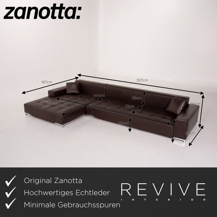 Zanotta Alfa Leder Sofa Braun Ecksofa #14556